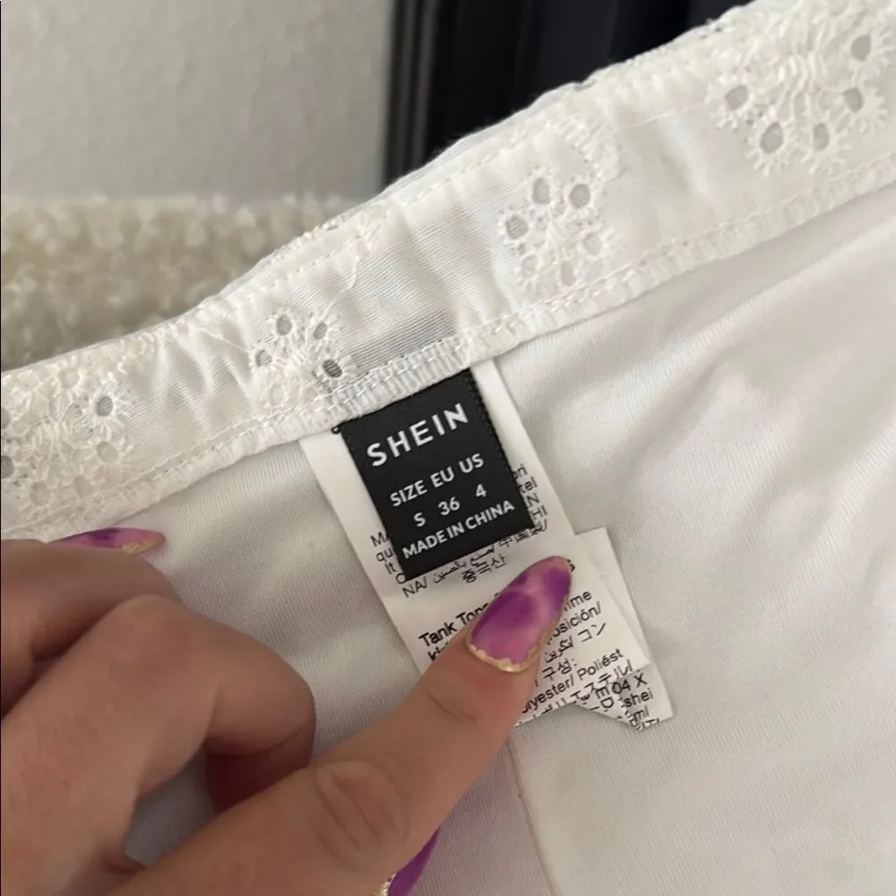 SHEIN White Eyelet Mini Skirt Skort - Picture 4 of 4